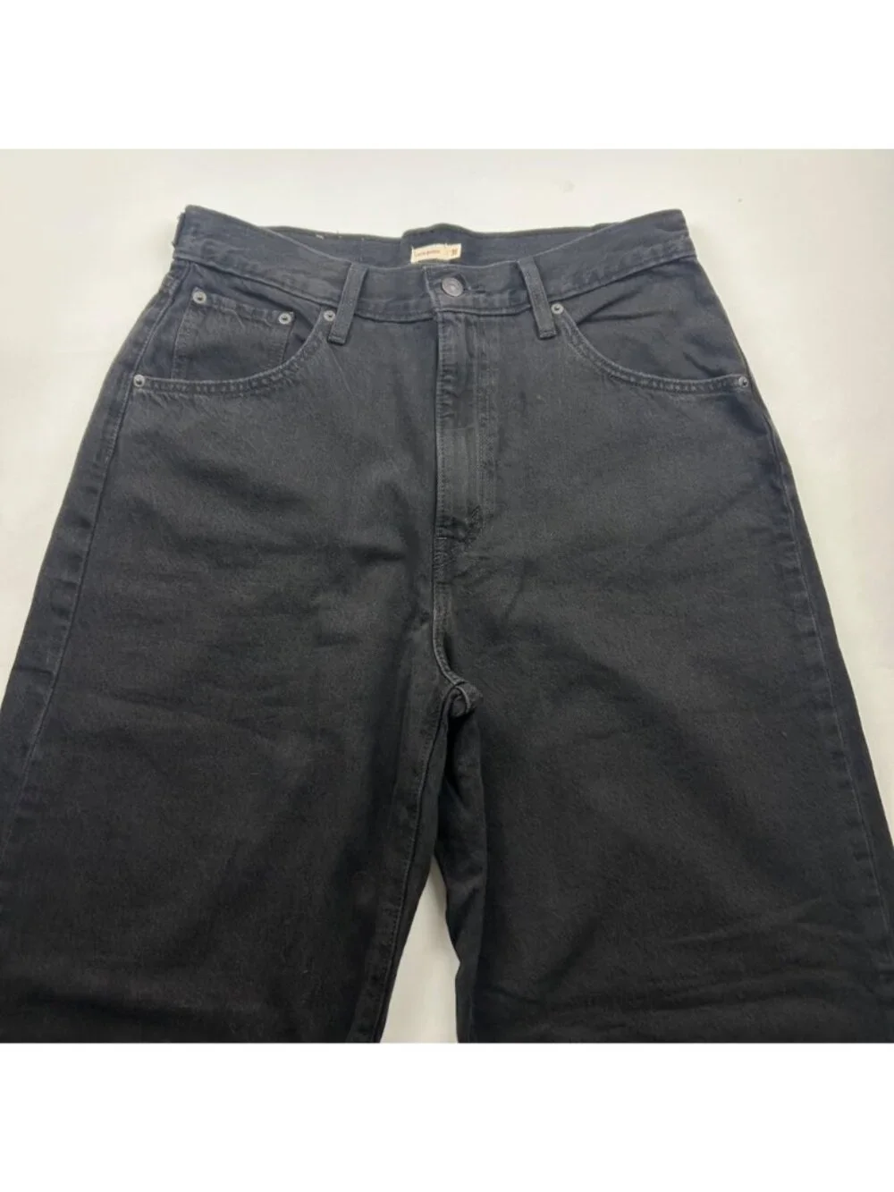 Levi's Black Denim High Rise Cinch Waist Baggy Jeans 31